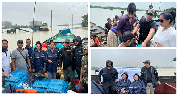 ত্রাণ নিয়ে সিলেটে ছুটে গেলেন রিয়াজ-নিপুণ ও সাইমনরা